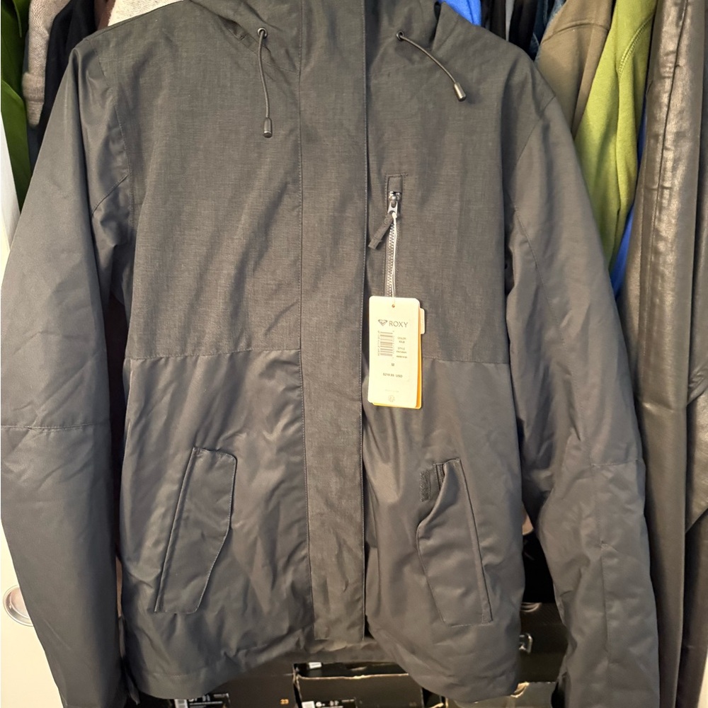 Roxy Black Windbreaker Jacket with Weather-Resistant Finish
